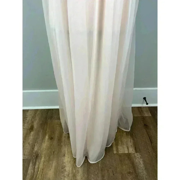 Vtg Val Mode Floor Length Rose Nightgown Pink Chiffon Slip Dress Sleeveless S - Picture 3 of 15